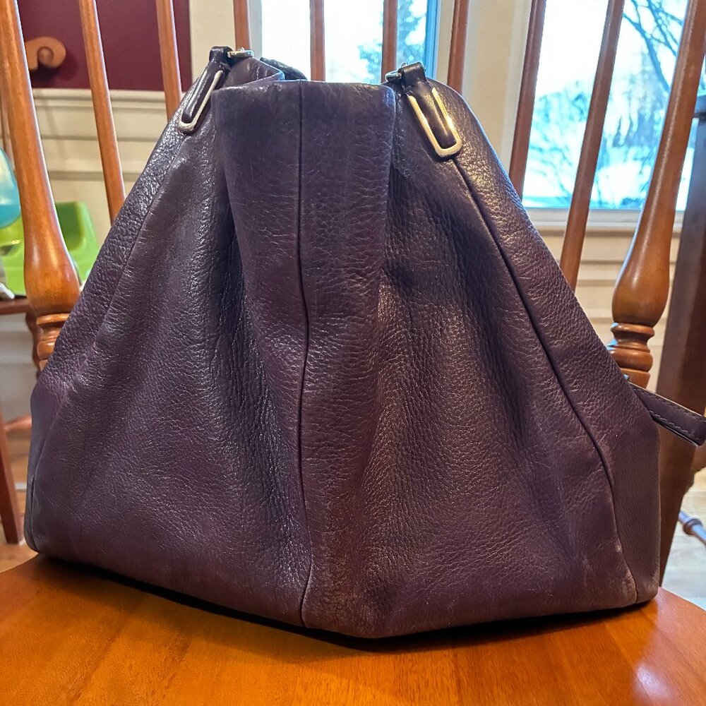 Coach Madison Phoebe Pebbled Leather Shoulder Bag - Purple
